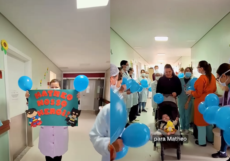 Os funcionários emocionaram a mãe do pequeno Matheo. - Foto: @chcufpr/Instagram