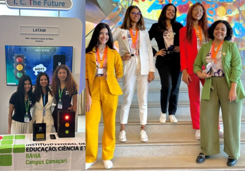 As estudantes criaram um aplicativo e um semáforo com ajuda de IA e arrebentaram na China. Foto: IFBA