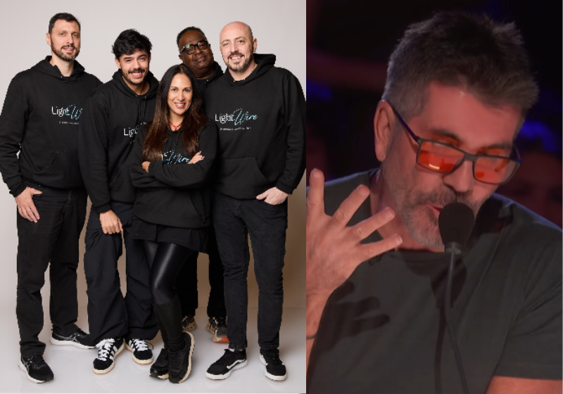O grupo alia tecnologia, IA e arte. O carrancudo jurado Simon não resistiu e elogiou muito! Foto: @LightWire