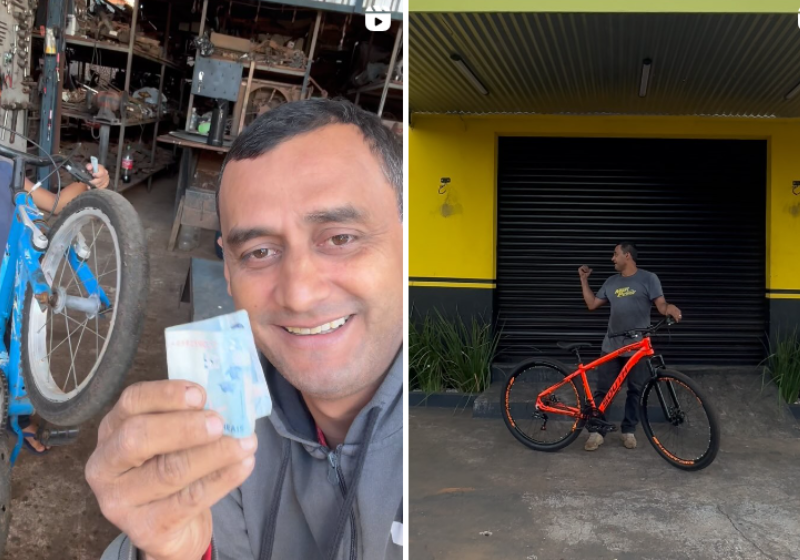 Wesley "usa" os R$ 2 dos meninos para consertar a bicicleta, comprar refri, pipoca e biscoito e ainda devolve duas moedas de R$ 1. Incrível. Faoto@wesley_suspencar