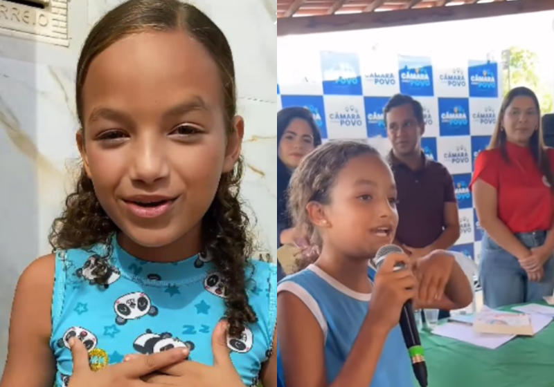 Depois do protesto da pequena aluno de que no cardápio da escola, a merenda só tinha soja, passaram a incluir frango! Que alegria. Foto: @mariadefatima.jua 