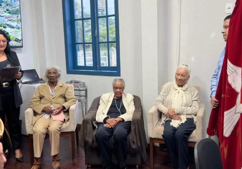 As centenárias amigas de infância são de Araquari (SC) e reviveram momentos emocionantes no reencontro histórico. - Foto: Prefeitura de Araquari/ND