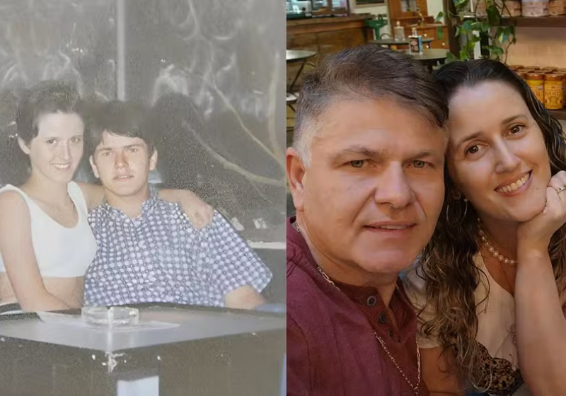 O casal separado na adolescência, em Uberlândia (MG) se reencontrou agora. Claudinei e Elisângela descobriram que o amor ainda está vivo, 30 anos depois. Eles voltaram e ficaram noivos. - Foto: Arquivo pessoal