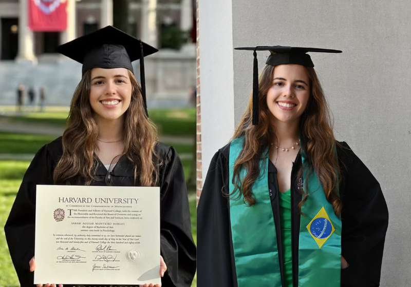 A brasileira Sarah Borges, bolsista, alcançou a nota mais alta da turma de 2025 de Harvard. E agora vai fazer mestrado em Cambridge. — Foto: Reprodução/Redes sociais