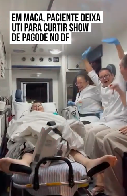 Tatiane, a Tati, chegou no show em uma UTI móvel. - Foto: Metrópoles