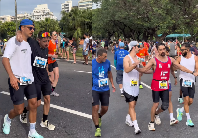 Cenas de muita solidariedade marcaram a Maratona do Rio em 2025. Assista ao vídeo.- Foto: reprodução redes sociais