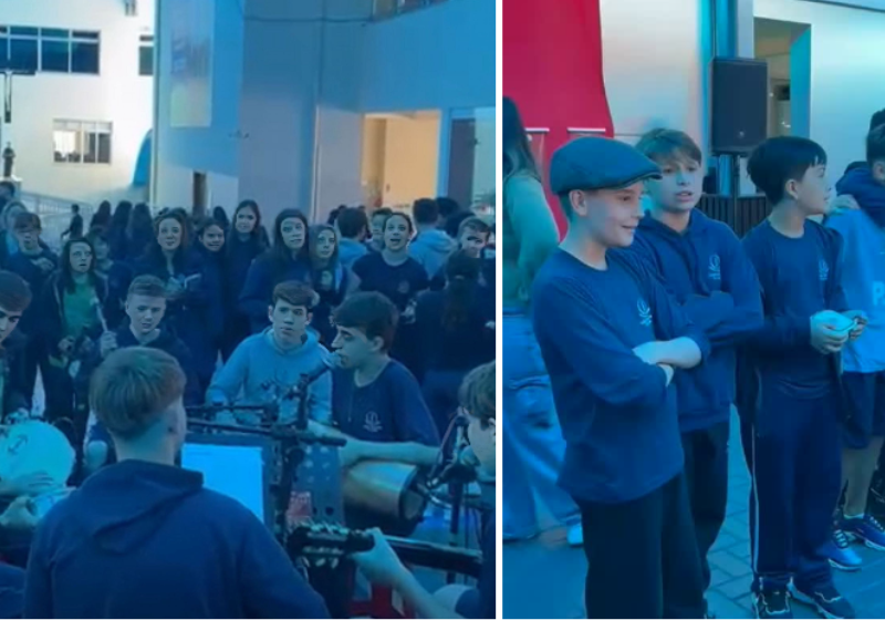 A banda de pagode é a maior da curtição da escola, a impressão que se tem é que esses alunos, de um colégio particular em Florianópolis, nem se lembram do celular. Foto: @ Banda Ix Te Samba
