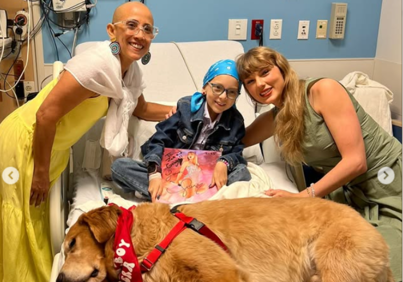 A estrela pop Taylor Swift mudou a rotina de um hospital nos EUA com uma visita surpresa a crianças internadas. Levou esperança e empatia. - Foto: @joedimaggiochildrenhospital