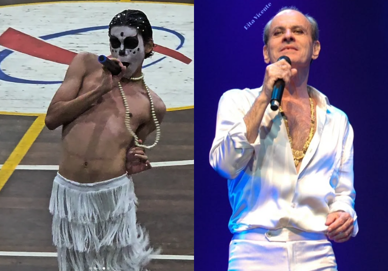 Ney Matogrosso elogia o jovem Yago Savalla, de 16 anos, que o interpretou Homem com H na apresentação da escola na Bahia: “Você criou sua própria performance, parabéns”. Foto: @savallinha/@neymatogrosso