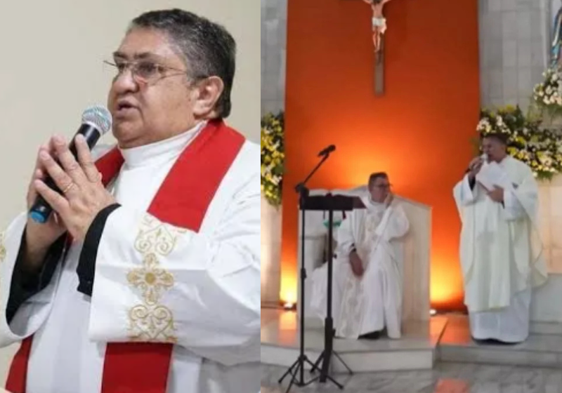 O padre José Ronaldo, da Paraíba, anunciou a doação do valor arrecadado na missa para uma viúva que perdeu o marido eletrocutado e ficou soozinha com 3 filhos. - Foto: @patosonline/Instagram