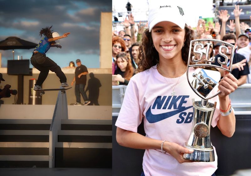 Rayssa Leal se tornou a maior campeã do SLS após a vitória deste domingo, em Brasília. - Fotos: reproducão/ SLS @rayssalealsk8