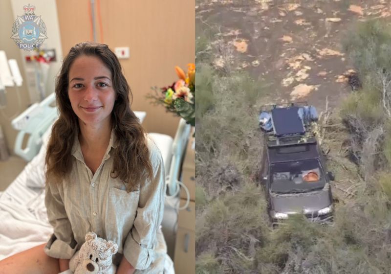 A mochileira Carolina ficou 12 dias desaparecida na mata, na Austrália, após sofrer um acidente com o carro dela . - Fotos: Western Australia Police Force/ABC News Australia