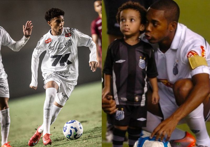 O filho de Robinho, Robinho Júnior, arrancou elogios de Neymar após a estreia no Santos. Com 17 anos, ele joga neste sábado contra o Mirassol. - Fotos: @r.junior.07