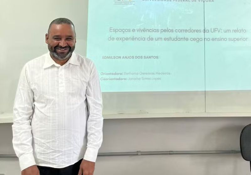 Edmilson, o primeiro estudante cego a se formar em Pedagogia na Universidade Federal de Viçosa (MG). -Foto: arquivo pessoal