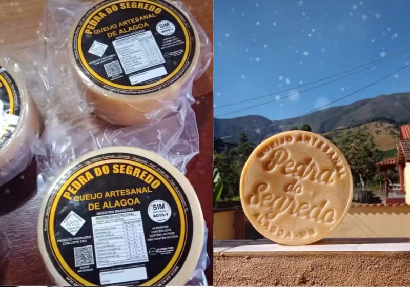 Pela primeira vez, o queijo brasileiro "Pedra do Segredo", produzido em Alagoa (MG), conquistou o prêmio dos melhores do mundo na ExpoQueijo Brasil. - Foto: reprodução redes sociais