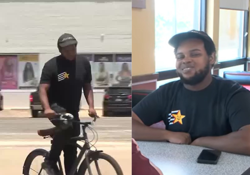 O cliente descobriu que o jovem ia a pé até o trabalho e comprou uma bicicleta para ele. - Foto: Deaubrey e Shane / WSFA 12 Notícias