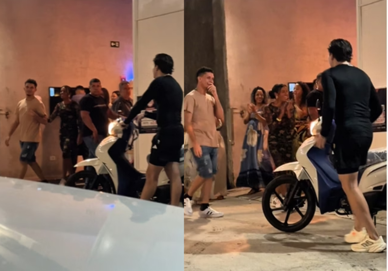 O cantor Eric Land deu uma moto de presente para o jovem que viralizou por andar 12km até a faculdade. - Foto: reprodução redes sociais