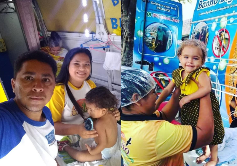 O projeto Banho Digno, que leva dignidade a pessoas em situação de rua de Fortaleza, está parado porque o motor da van quebrou. Vem ajudar na vaquinha! - Foto: arquivo pessoal