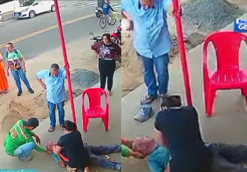 Uma cabeleireira agiu rápido e salvou um pedreiro, que teve uma parada cardíaca e caiu em frente ao salão onde ela trabalha - Foto: reprodução R7