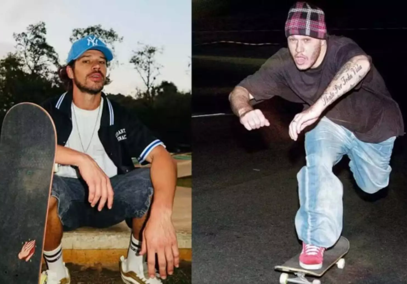 José Loreto vai interpretar Chorão nos cinemas. O filme está em produção em Santos (SP). Fotos dele caracterizado como o cantor impressionam. - Foto: divulgação