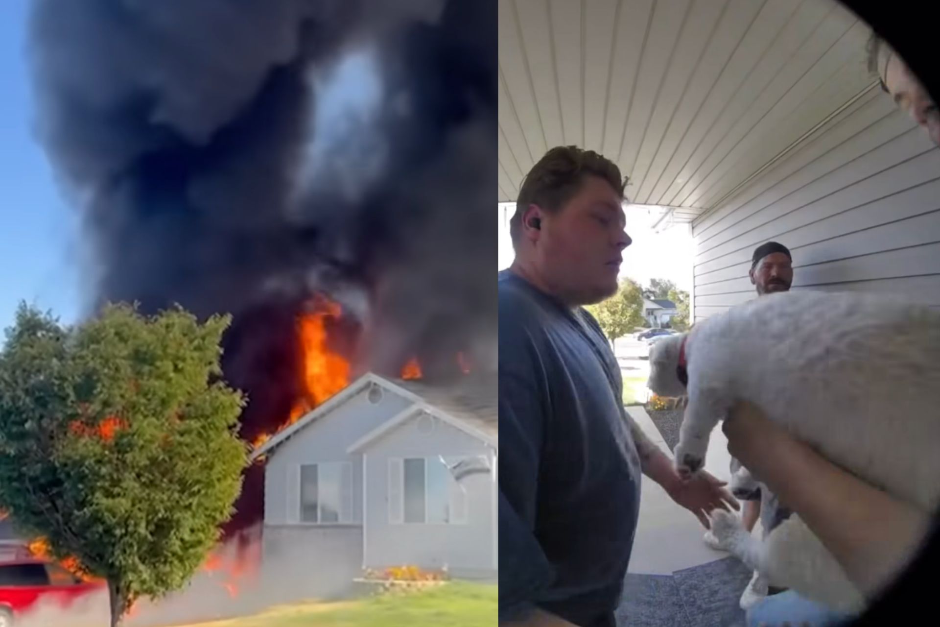 Os adolescentes heróis salvaram 2 cachorros presos na casa em chamas, em Utah (EUA) Foto: reprodução KSL