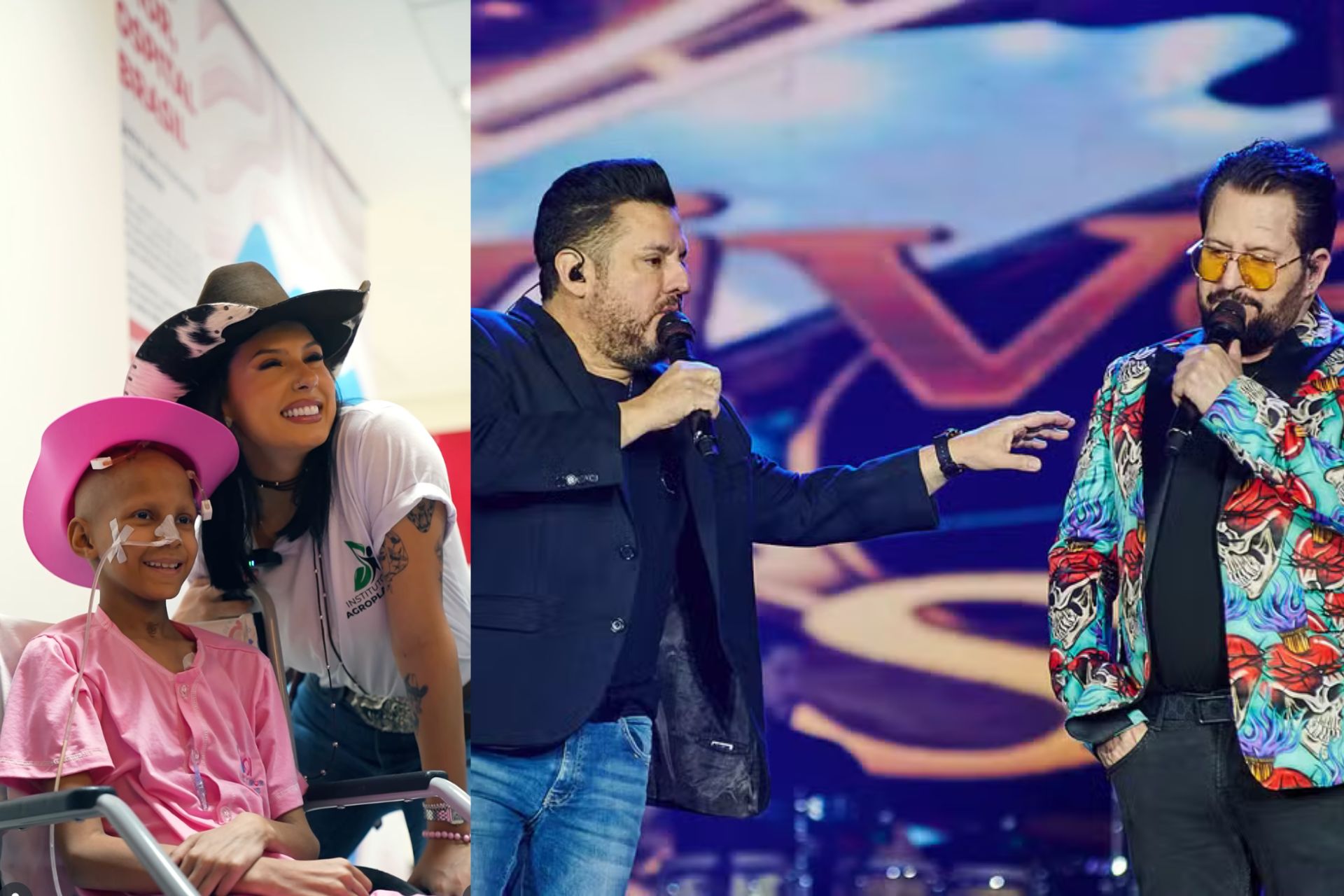 Cantores sertanejos doaram o cache da festa do Peão de Barretos (SP) para o Hospital do Amor. Quase 10 milhões. - Fotos: Instagram e g1