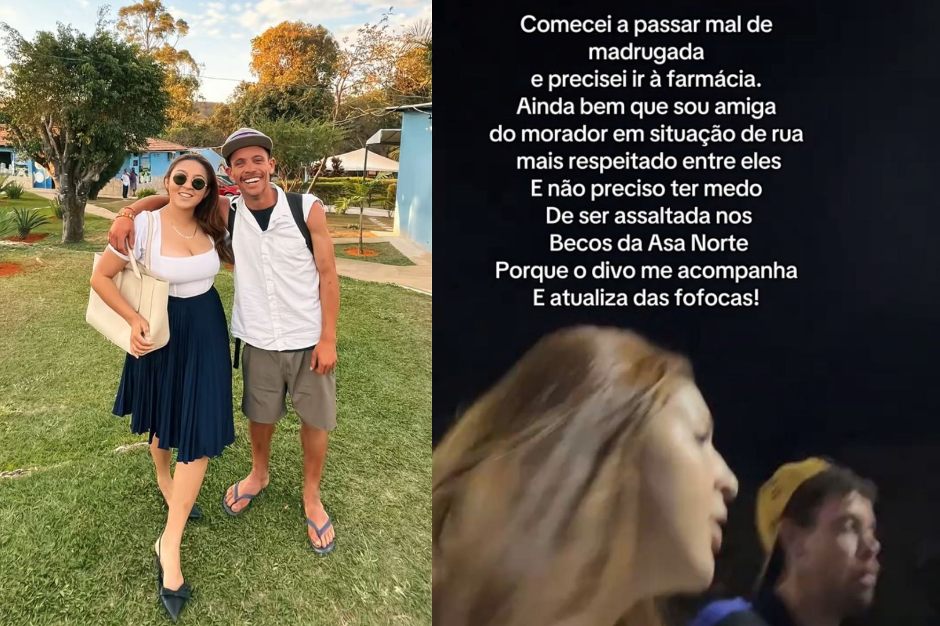 A amizade da jovem Bruna com Hiago, rapaz que mora nas ruas de Brasilia, viralizou nas redes. Um ajuda o outro. - Foto: @brunamendoncca/ tiktok