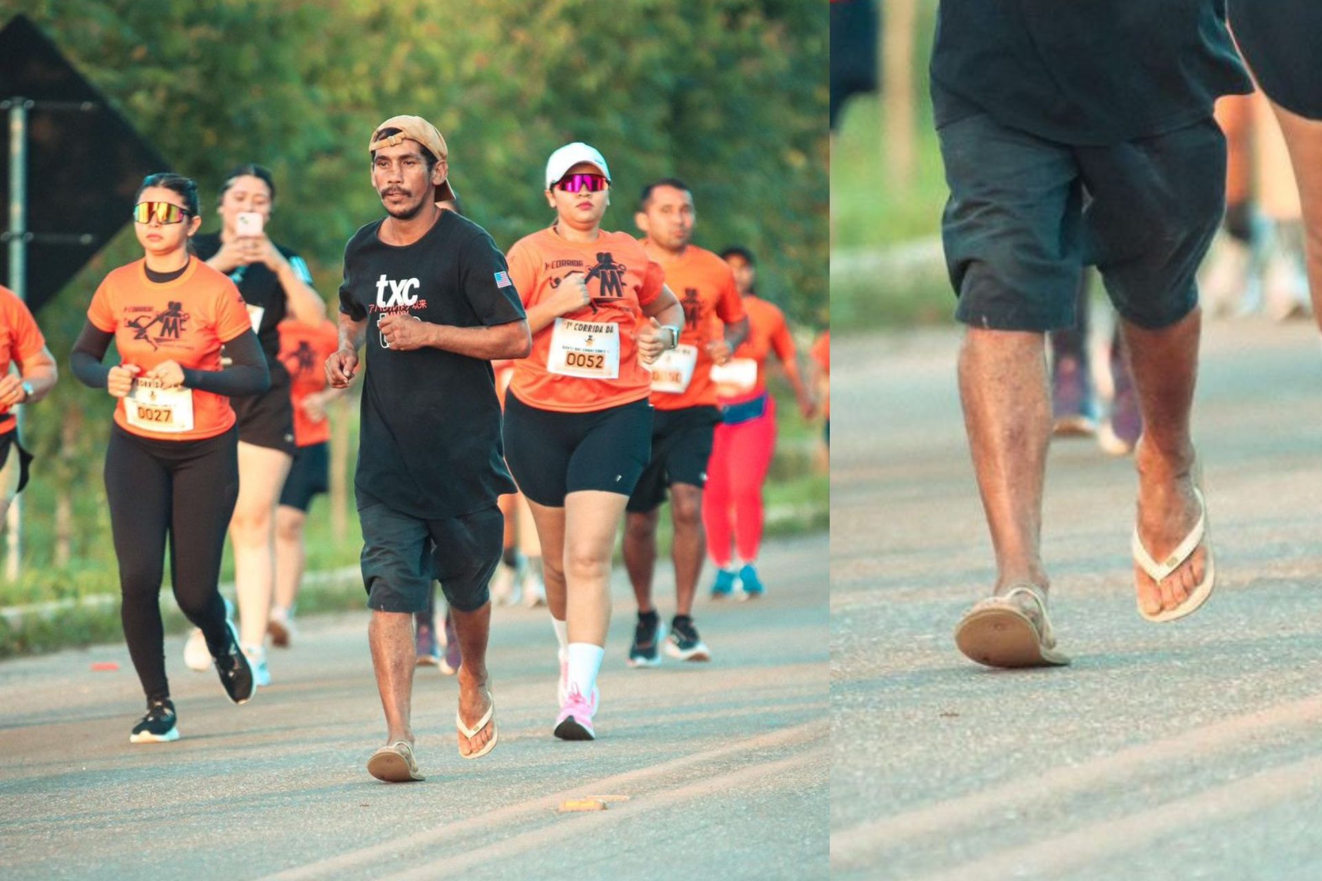 Isaque, o homem que completou corrida de rua embriagado e de chinelo: ficou famoso, ganhou tênis, está treinando e está limpo das drogas desde a competição, no Pará. - Fotos: Instagram