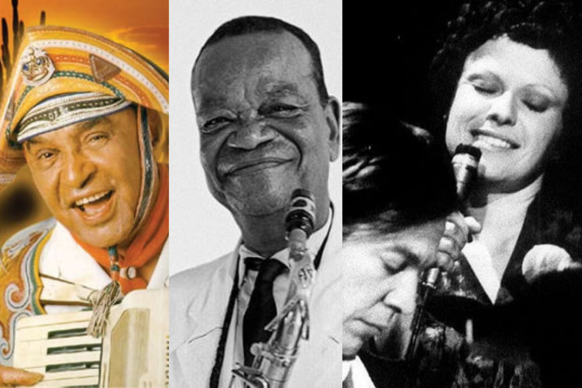 Luiz Gonzaga, Pixinguinha, Tom Jobim e Elis Regina gravaram três das 10 melhores músicas brasileiras dos últimos 100 anos. - Foto: divulgação/arquivo