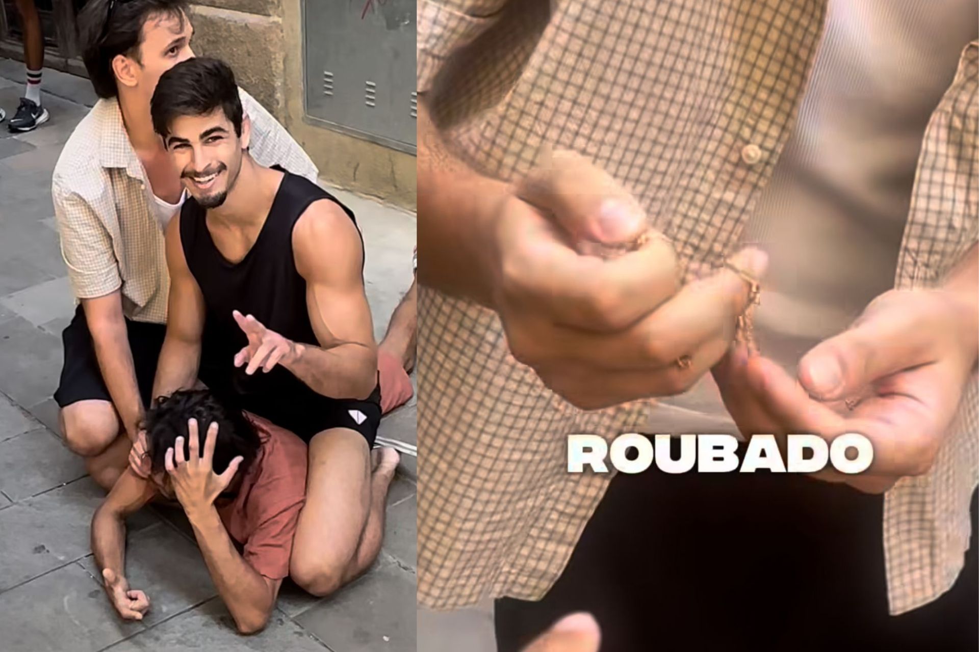 Gabriel Souza Galndo, lutador brasileiro de jiu-jitsu, impediu o furto de uma corrente de ouro na Espanha. O vídeo imobilizando o ladrão bateu 3,5 milhões de visualizações. Fotos: reprodução Instagram/@gabrielsouzaga_