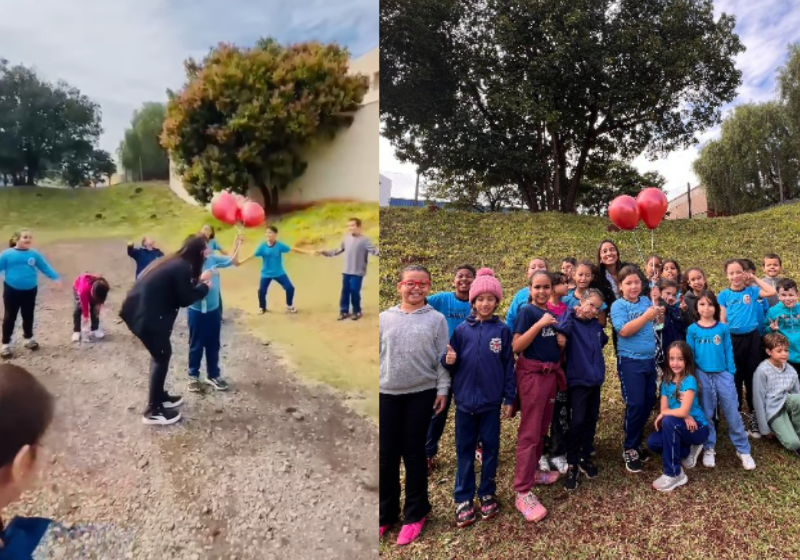 No Dia dos Pais, esta professora reuniu a turma para ajudar a aluna a enviar uma cartinha para o pai dela, que faleceu e virou estrelinha. - Foto: reprodução redes sociais