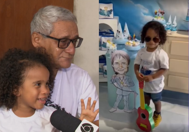 Avô e neto dividem a paixão por Roberto Carlos. É lindo de se ver - Foto> reprodução G1