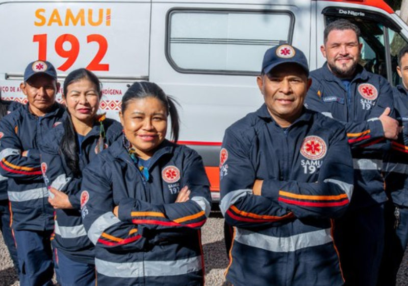 A primeira equipe que vai atuar no Samu indígena, em Dourados, Mato Grosso do Sul - Foto: João Risi/MS