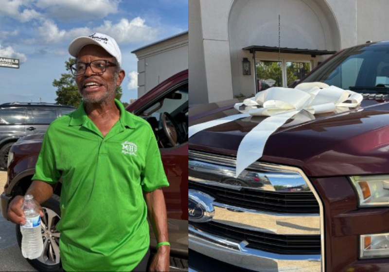 Este idoso perdeu a caminhonete velha dele mas os amigos se uniram e deram uma outra novinha de presente, nos EUA. - Foto: Mississipi News