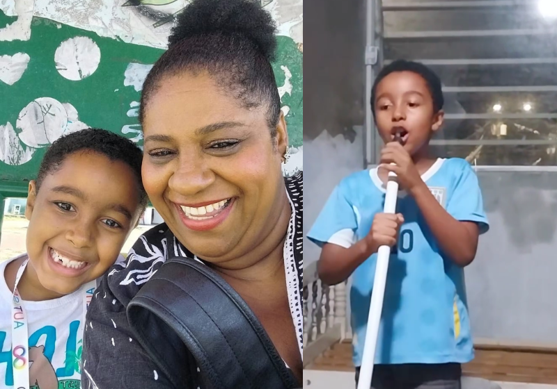 Benjamim é um menino autista de 7 anos e ganhou a internet ao cantar How can I go on de Freddie Mercury - Foto: arquivo pessoal