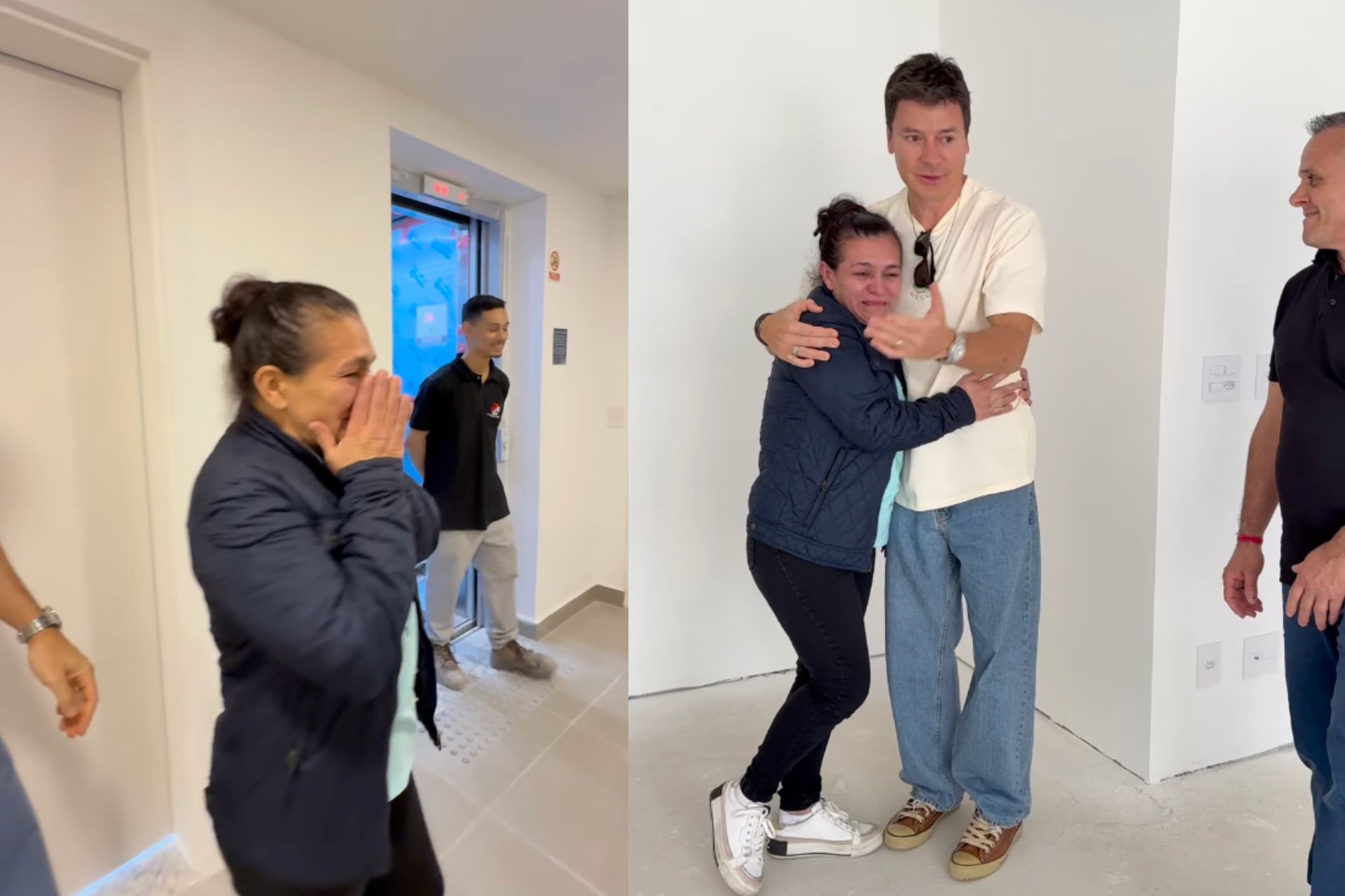 Rodrigo Faro deu um apartamento para a Ana, funcionária que trabalha há 15 anos com ele e a mulher. Fotos: reprodução/redes sociais