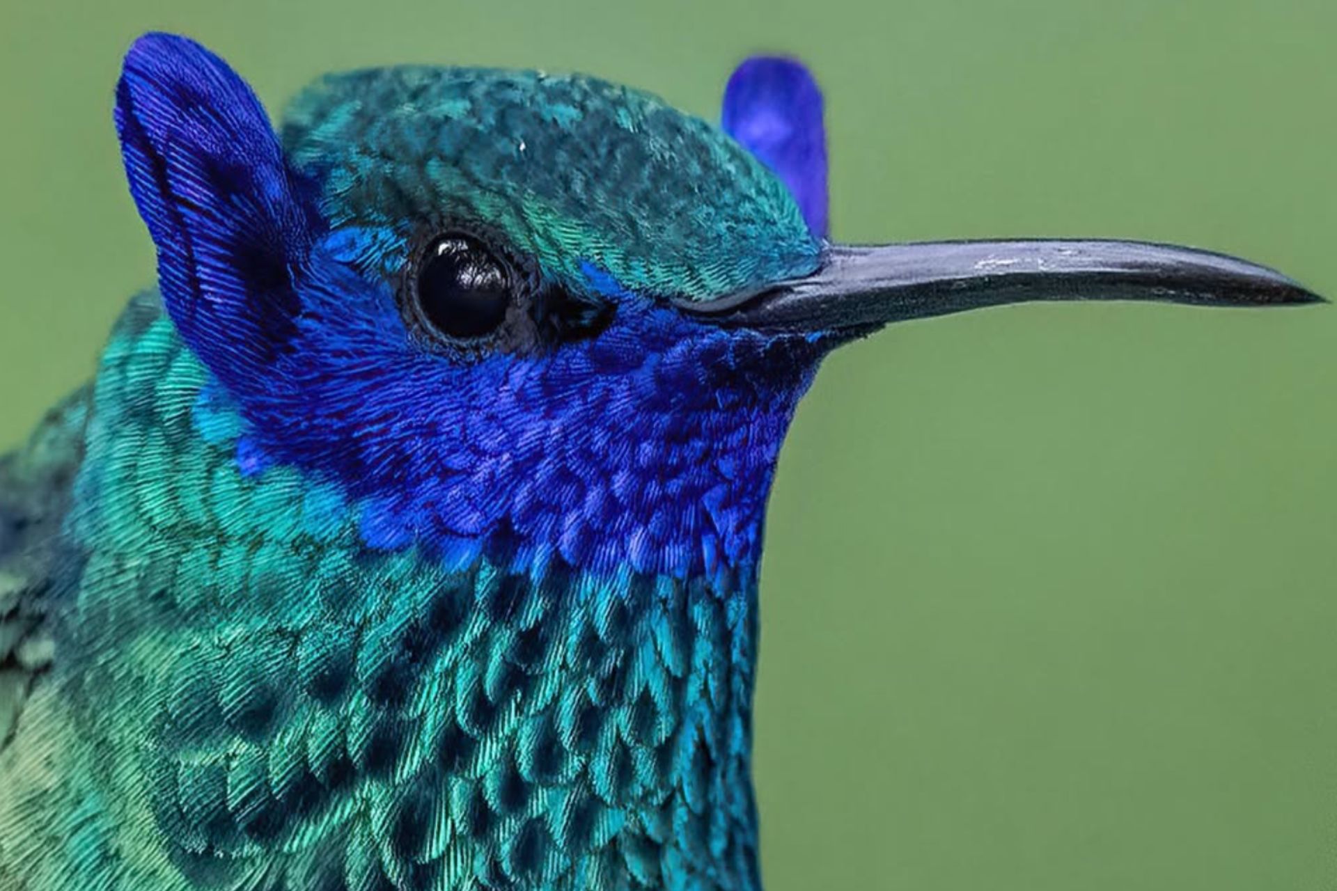 O fotógrafo registrou o beija-flor com orelhas azuis na Colômbia e a imagem rara está correndo o mundo. - Foto: Diego Emerson