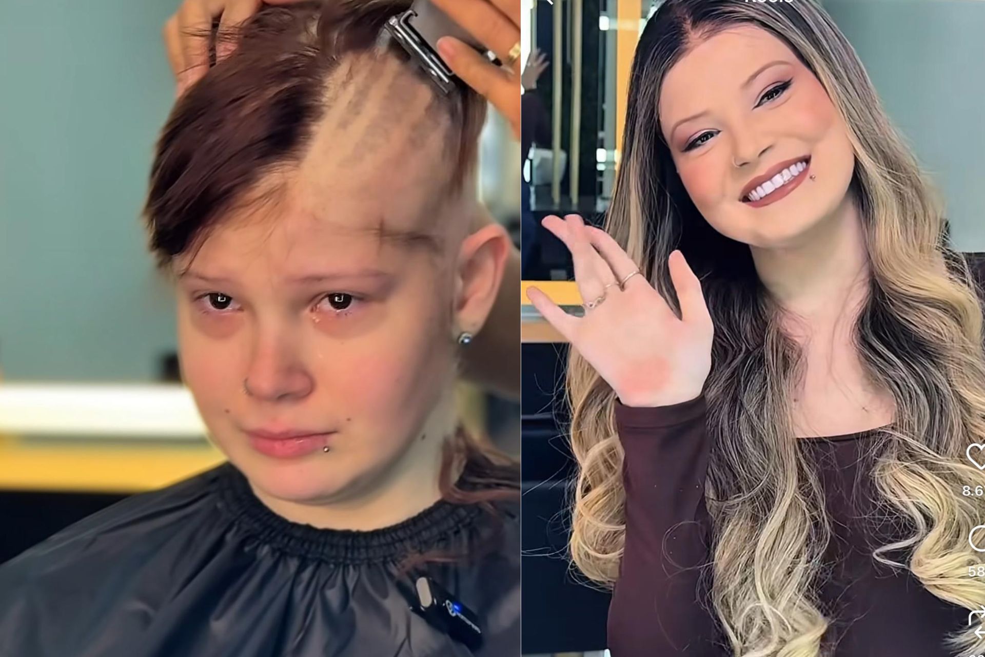 A jovem Júlia, de 16 anos luta contra o câncer desde 2023 e perdeu os cabelos na quimio. ela ganhou um megahair, ficou linda e avaquinha dela para comprar remédio caro bateu a meta. - Foto: reprodução/Instagram