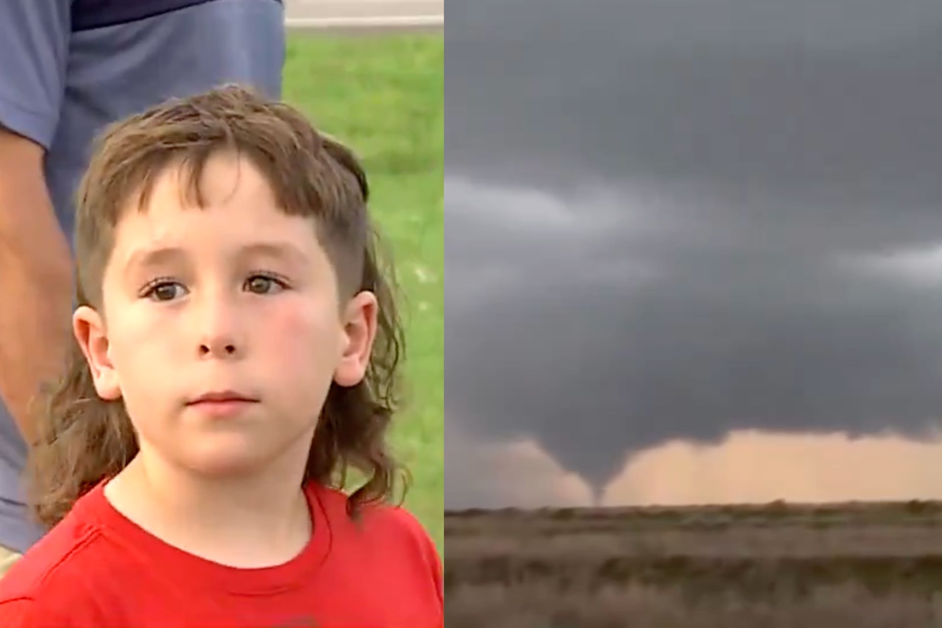 Brendon, o menino herói, correu para pedir ajuda e salvou os pais, que estavam no carro levado pelo tornado nos EUA. Foto: reprodução/CBSNews