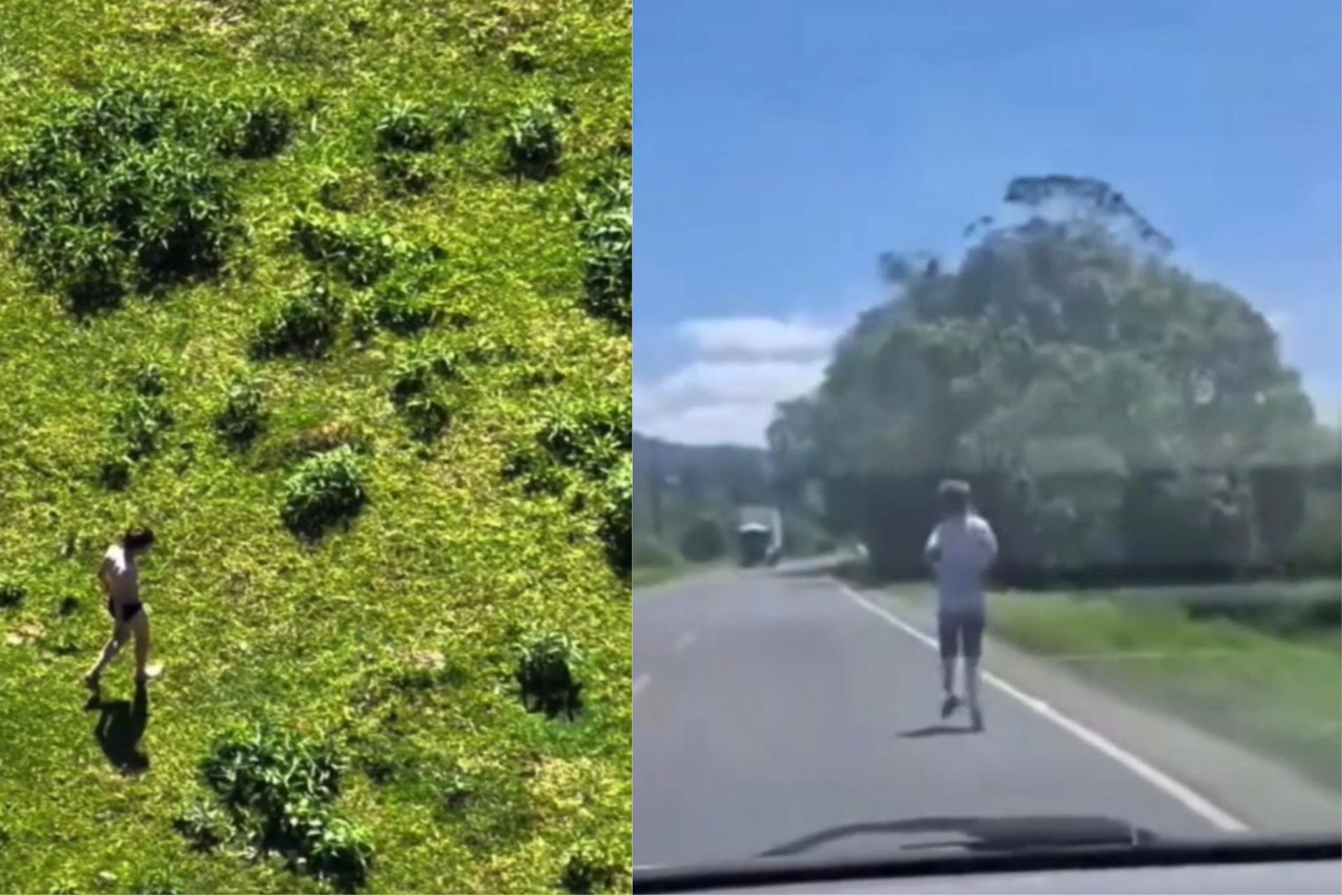 O drone do Corpo de Bombeiros conseguiu encontrar o menino autista que estava desaparecido. Ele foi encontrado correndo em uma estrada em SC. - Fotos: CBMCS.crisciuma