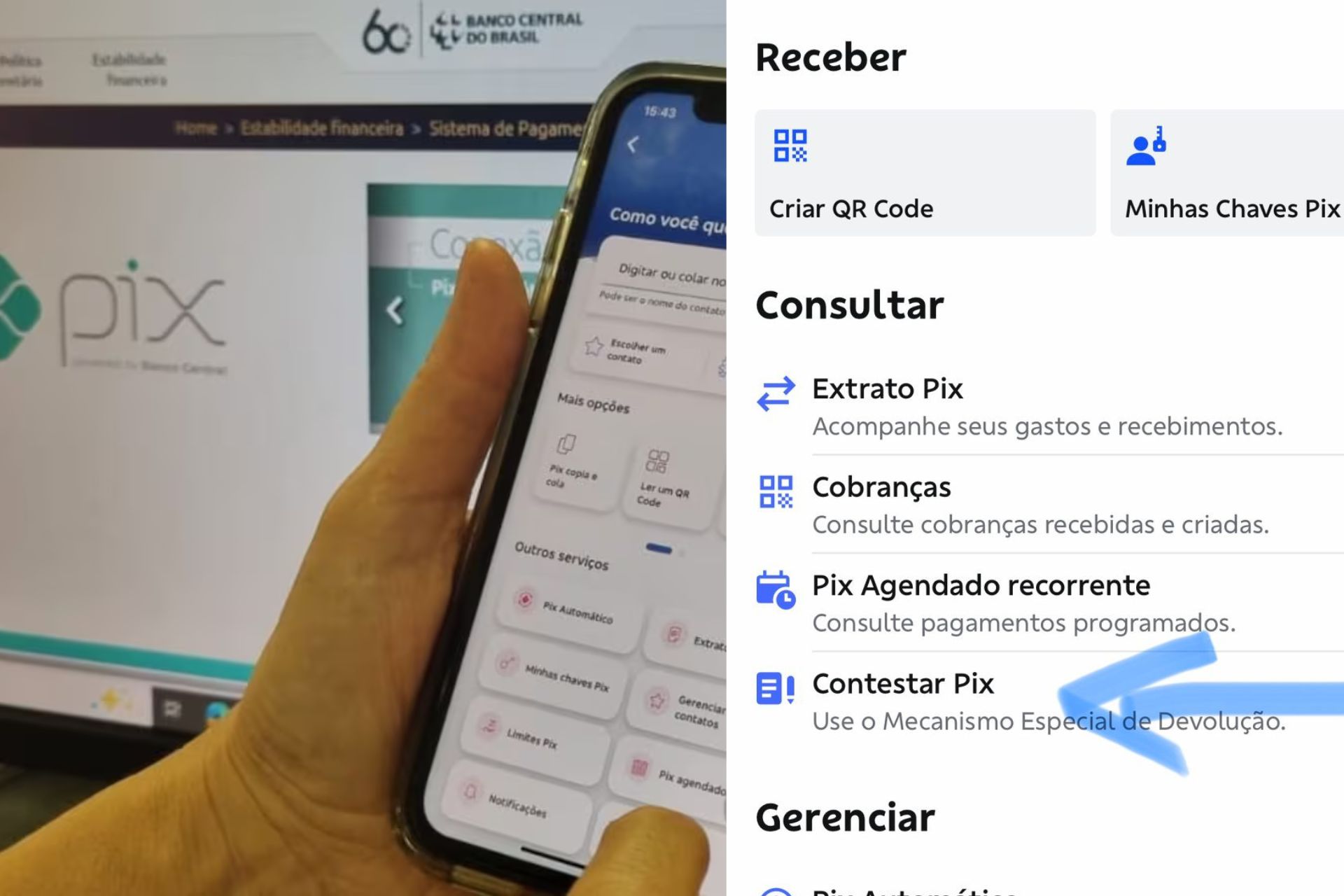 O botão de contestação do Pix entrou no ar nesta quarta, 1º de outubro e já pode ser usado em caso golpe no app do seu Banco. - Fotos: R7/SNB