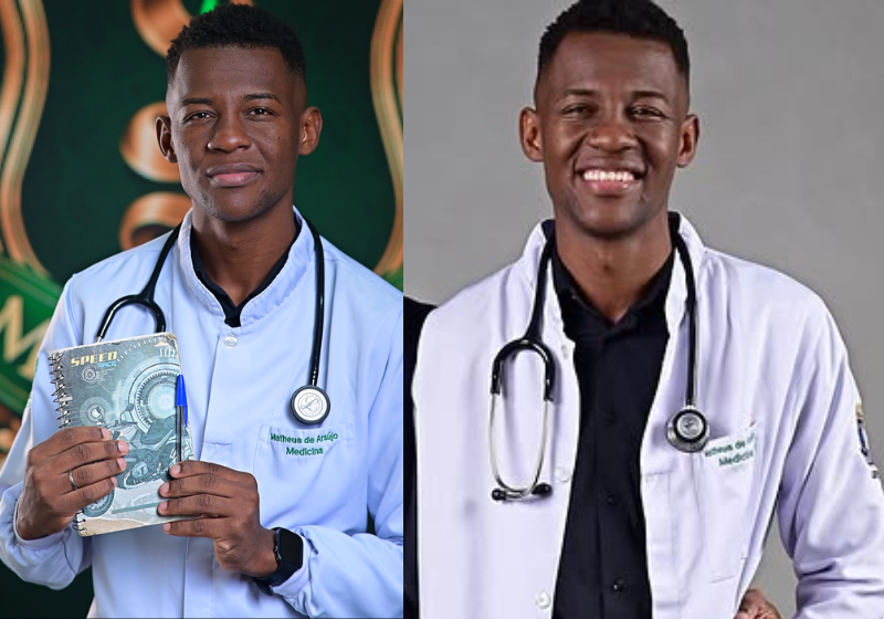 Matheus é um jovem quilombola que passou muitas dificuldades, mas hoje realiza o sonho de cursar Medicina e ajuda a comunidade onde cresceu - Fotos: redes sociais