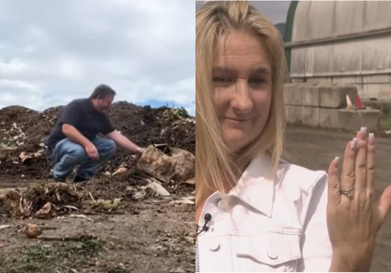 O marido vasculhou todo o lixão para encontrar a aliança perdida da esposa, nos EUA. Ela ficou ainda mais apaixonada pelo Steve. - Foto: CTV News