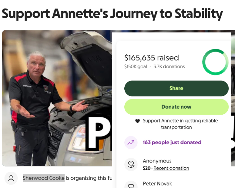 A vaquinha que o mecânico honesto abriu para a mãe solo enganada em outra oficina, bateu a meta. - Foto: reprodução/GofundMe