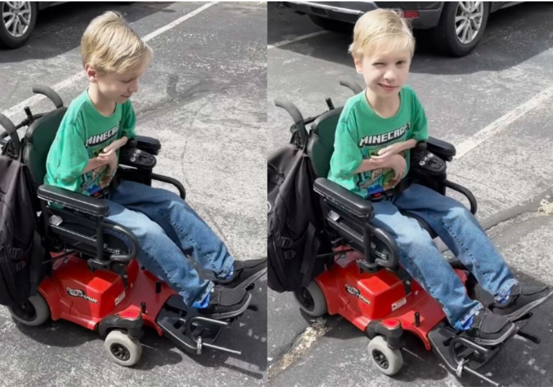 A cadeira de rodas do menino foi roubada na casa da família, mas graças a ajuda de desconhecidos, ele ganhou uma novinha - Foto: reprodução Fox 13 News