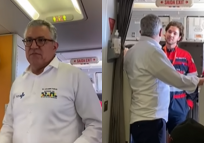 O ministro da saúde Alexandre Padilha age rápido e socorre uma passageira que desmaiou no voo em que ele estava - Foto: reprodução redes sociais