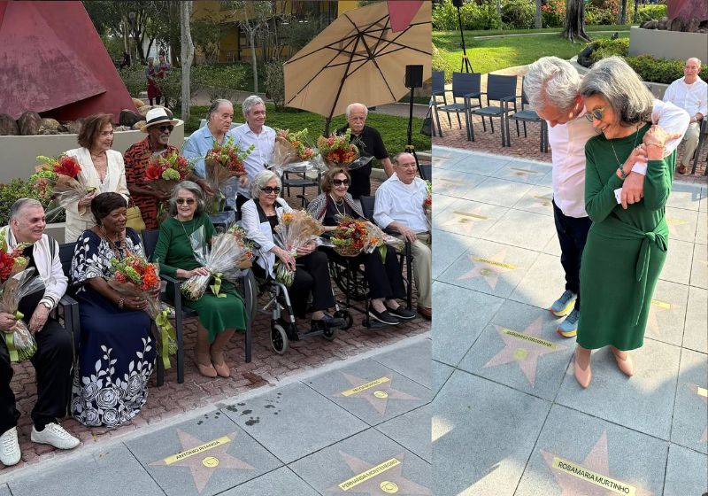 15 artistas veteranos foram os primeiros homenageados com estrelas na Calçada da Fama dos Estúdios Globo, no Rio, nesta quinta, 2. - Fotos: reprodução/Gshow