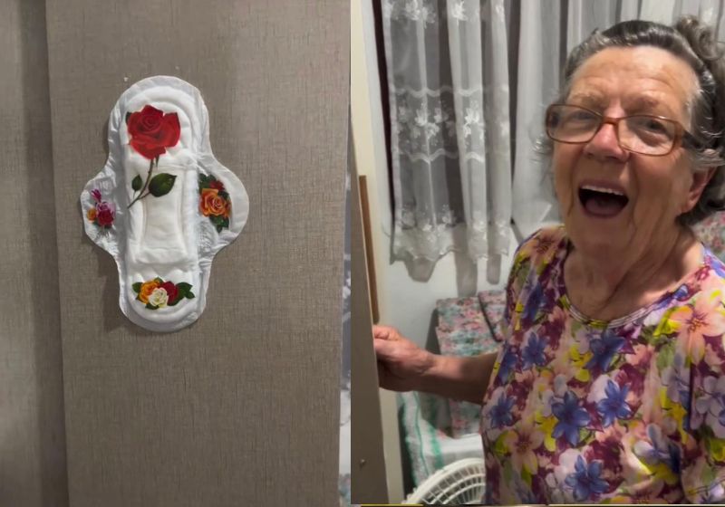 O vídeo da vovó do Sul, que transforma absorvente em sachê para deixar o guarda-roupa cheiroso, bateu 2,1 milhões de visualizações nas redes. - Fotos: reprodução/Instagram