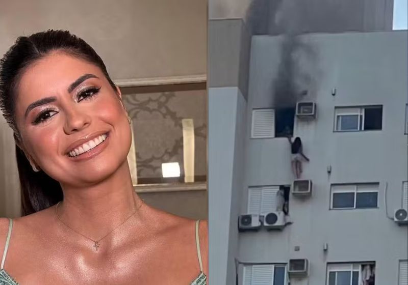 Tiveram alta neste fim de semana a mãe e o menino resgatados de um incêndio no 13º andar um prédio do Paraná, pela advogada Juliane Vieira (foto) que continua internada. - Fotos: reprodução/redes sociais