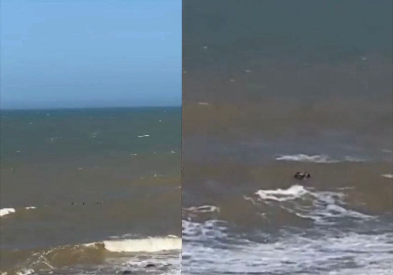 Um surfista herói salva jovem que se afogava numa praia do Espírito Santo. Uma testemunha gravou um vídeo com o momento do resgate - Foto: reprodução/ TV Vitória
